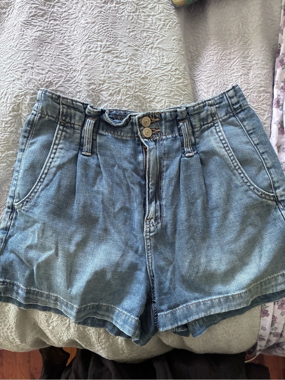 American Eagle Outfitters Light Blue High-Rise Denim Shorts